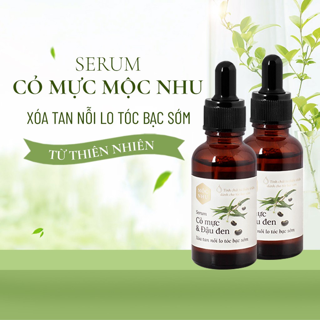 [Mộc Nhu] Serum Cỏ Mực Đậu Đen Mộc Nhu Phủ Đen Tóc, Kích Thích Mọc Tóc