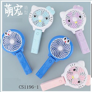 Quạt sạc cầm tay doremon, hello kitty có đèn