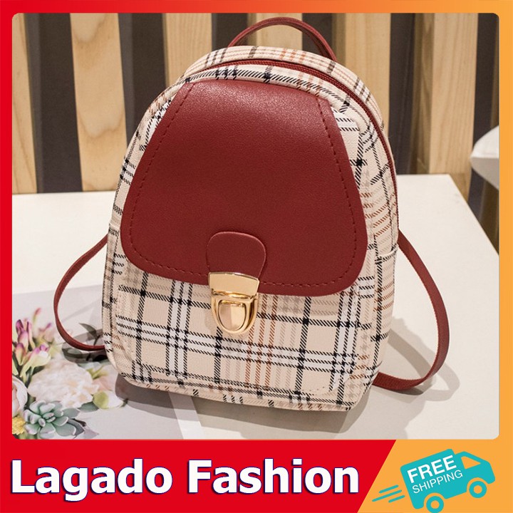 Balo nữ mini kẻ sọc xinh xắn có 2 kiểu đeo cực kì cute Thời Trang LAGADO