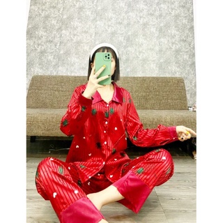 bộ pijama lụa gấm phi bóng satin