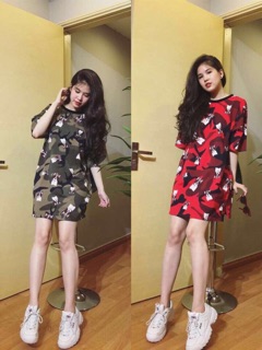 Đầm suông hoạ tiết