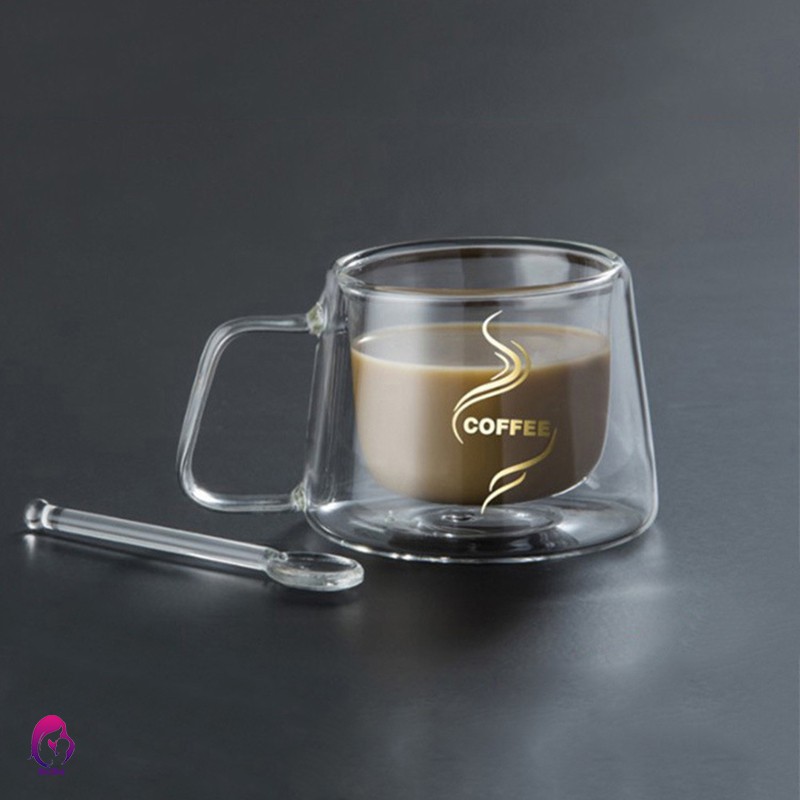 【Hàng mới về】 Coffee Mug Espresso Cup Thermal Glass Double Wall High Borosilicate Mugs 