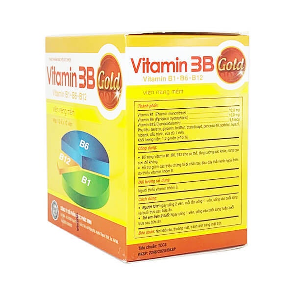 VITAMIN 3B GOLD PV Hộp 100 viên - Bổ sung vitamin B1, B6, B12 cho cơ thể, tăng cường sức khỏe, nâng cao sức đề khá