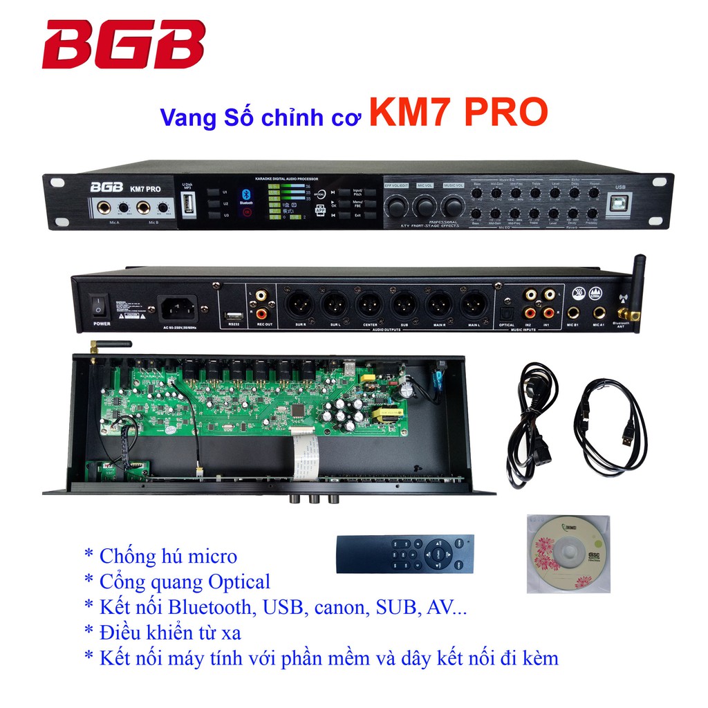 Vang số chỉnh cơ chống hú, quang, usb, 5.1 BGB KM7 Pro