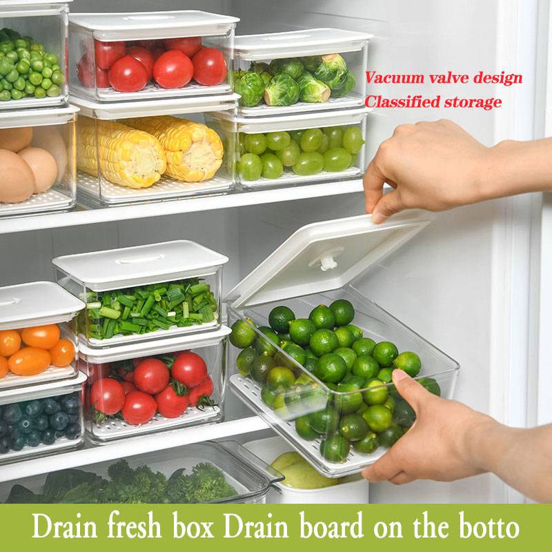 1 hộp nhựa trong suốt đựng thực phẩm khô trong tủ lạnh