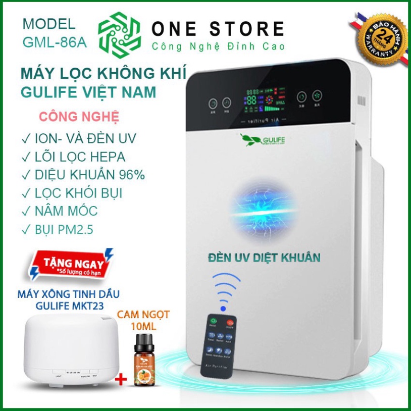 Máy Lọc Không Khí LIFECARE Làm Sạch Không Khí HEPA, Diệt Khuẩn UV, Lọc Bụi Mịn PM2.5 Khử Pormaldehyd-GML-86A