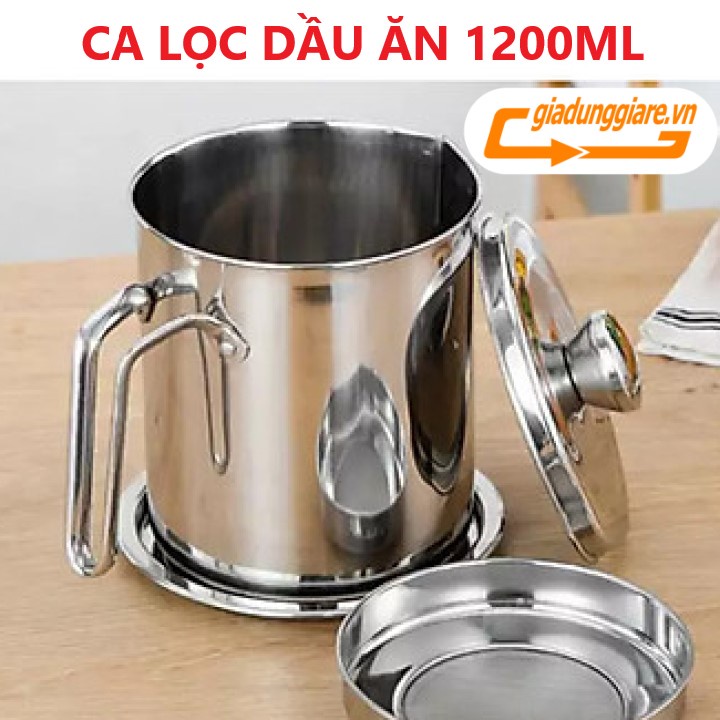 (Hàng loại 1) CA LỌC DẦU ăn INOX 304 (1200ml ) có lưới lọc cặn tiện lợi hàng cao cấp dầy dặn không gỉ sét