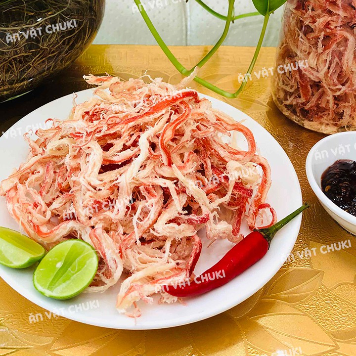 Khô mực xé sợi hấp nước cốt dừa hũ 300g ChuKi đồ ăn vặt Saigon