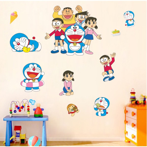 Decal trang trí tường Doremon vui vẻ cùng Các Friends