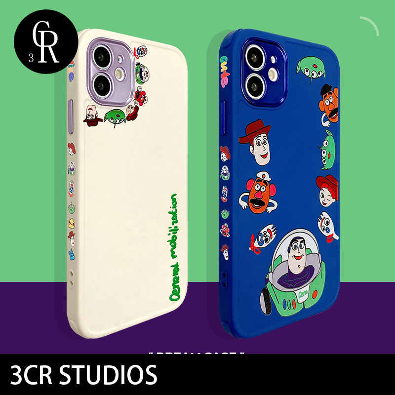 Disney Toy Story Cartoon Phone Case iPhone 11 12 Pro Max Metal Protection Camera Casing Side Pattern Soft Silicone Back Cover iPhone 7 8 Plus SE 2020 12 Mini X XS MAX XR