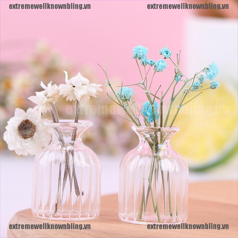 [extremewellknownbling.vn]1:12 Dollhouse Miniatures Glass Vase Model Doll House Flowerpot Vase Decor Toy