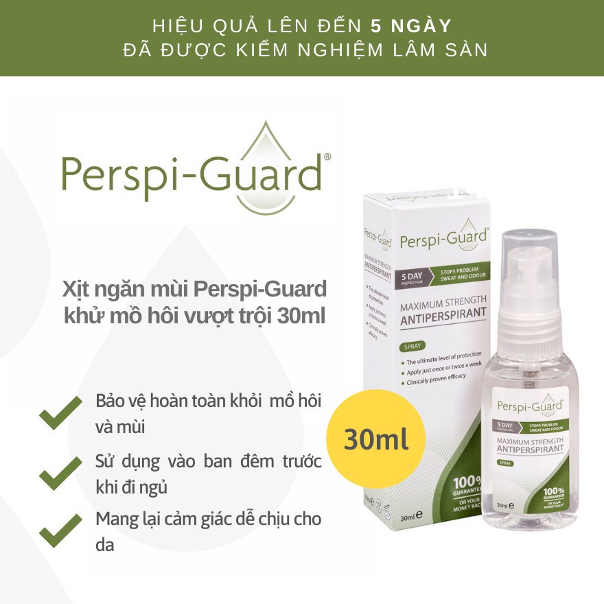 Xịt ngăn mồ hôi toàn thân hiệu quả tối đa Perspi-Guard Maximum Strength Antiperspirant Spray 30ml