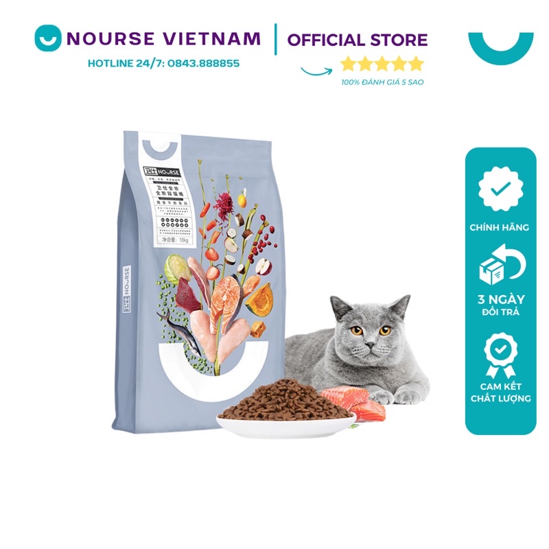 Hạt cho mèo mọi lứa tuổi Nourse Thức ăn cho mèo tăng cân phát triển toàn diện HN01 (1,8kg)