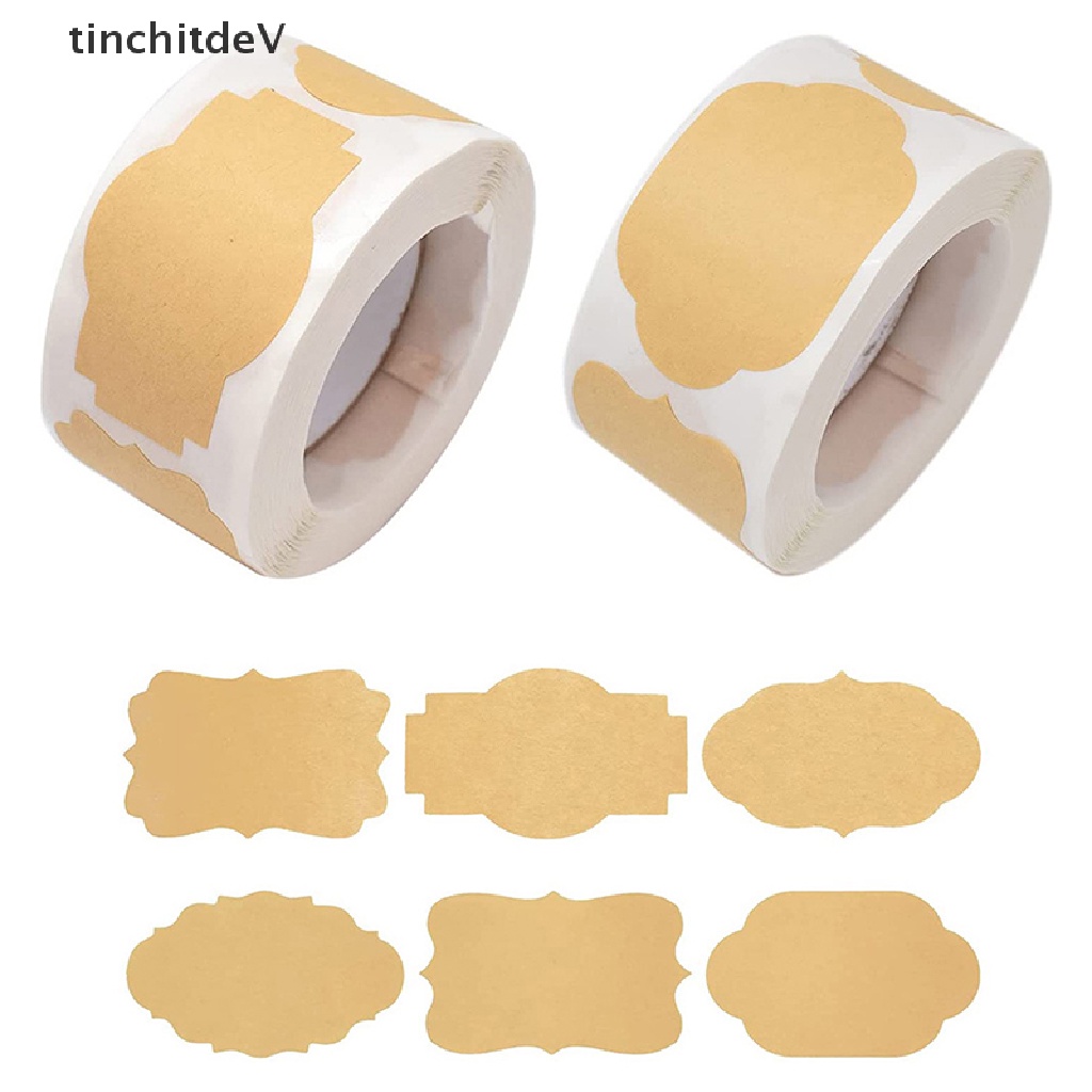 Cuộn 250 Nhãn Dán Trang Trí Lọ Quà Bằng Giấy Kraft Trơn DIY