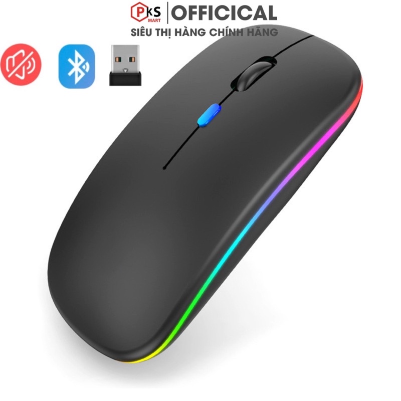 Chuột Máy Tính Laptop Không Dây A36 LED Kết Nối Bluetooth Và USB 2.4 Pin Sạc Nhiều Màu Sắc Lựa Chọn Trắng Đen Bạc Vàng