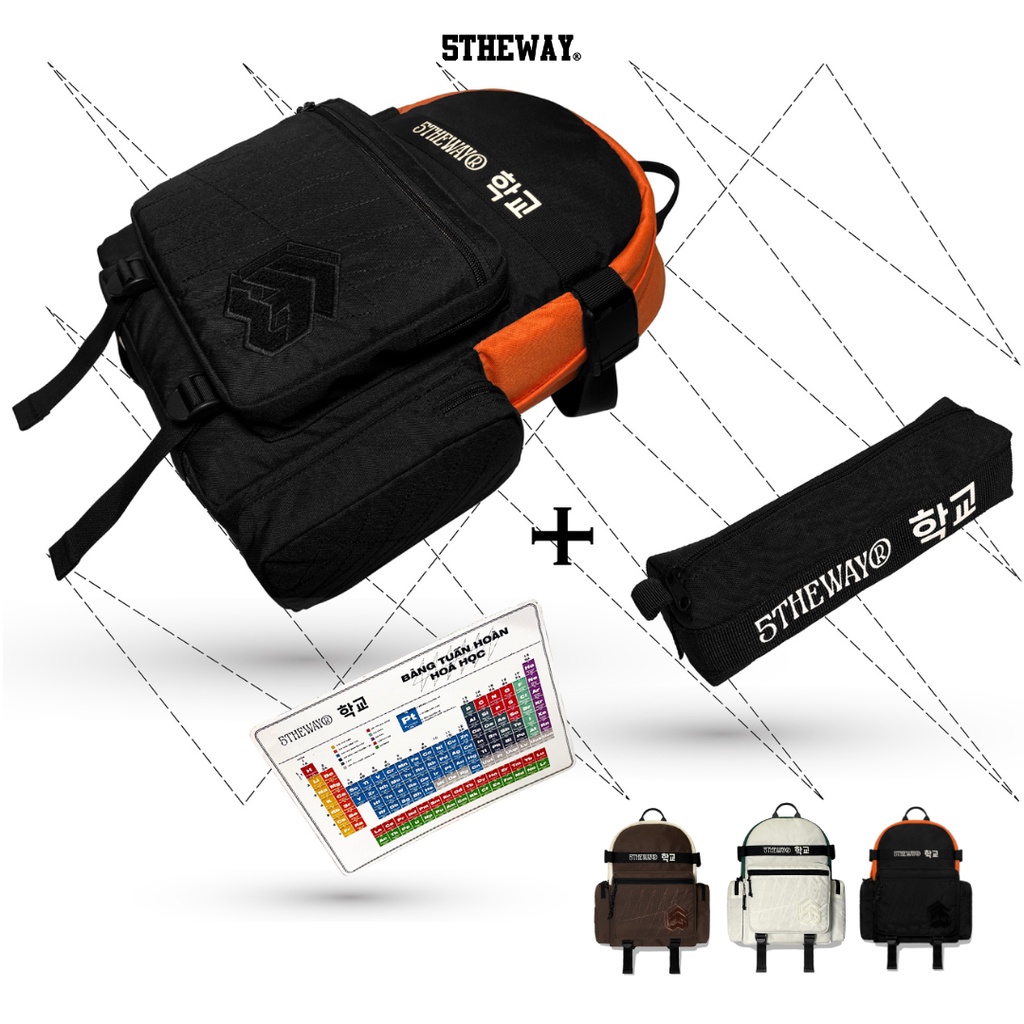 Combo Balo 5THEWAY và hộp bút phiên bản 학교 SIGNATURE ROCKET BACKPACK