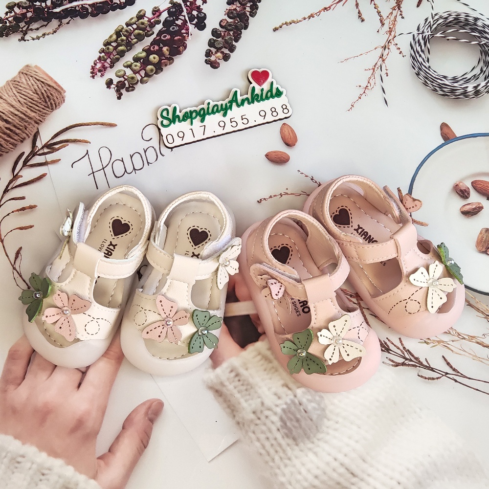 Đép sandan cho bé gái hình bông hoa siêu dể thương Ankids 554
