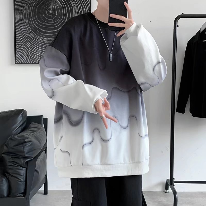 Áo Thun Tay Dài Dáng Rộng Phối Màu Độc Đáo Phong Cách Hàn Quốc Hợp Thời Trang Cho Nam
