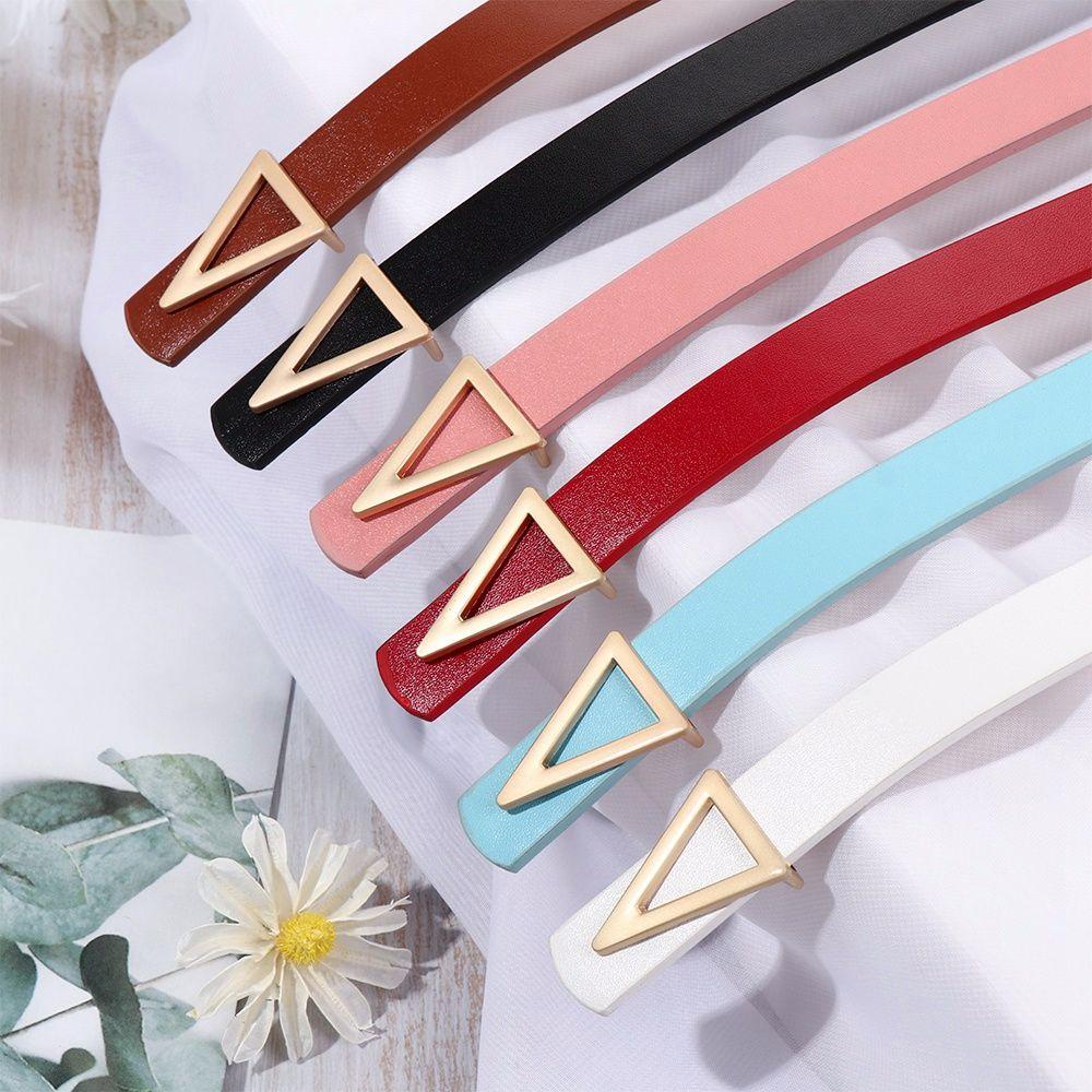 Thắt Lưng Da PU Khoá Kim Loại Hình Tam Giác Phong Cách Vintage