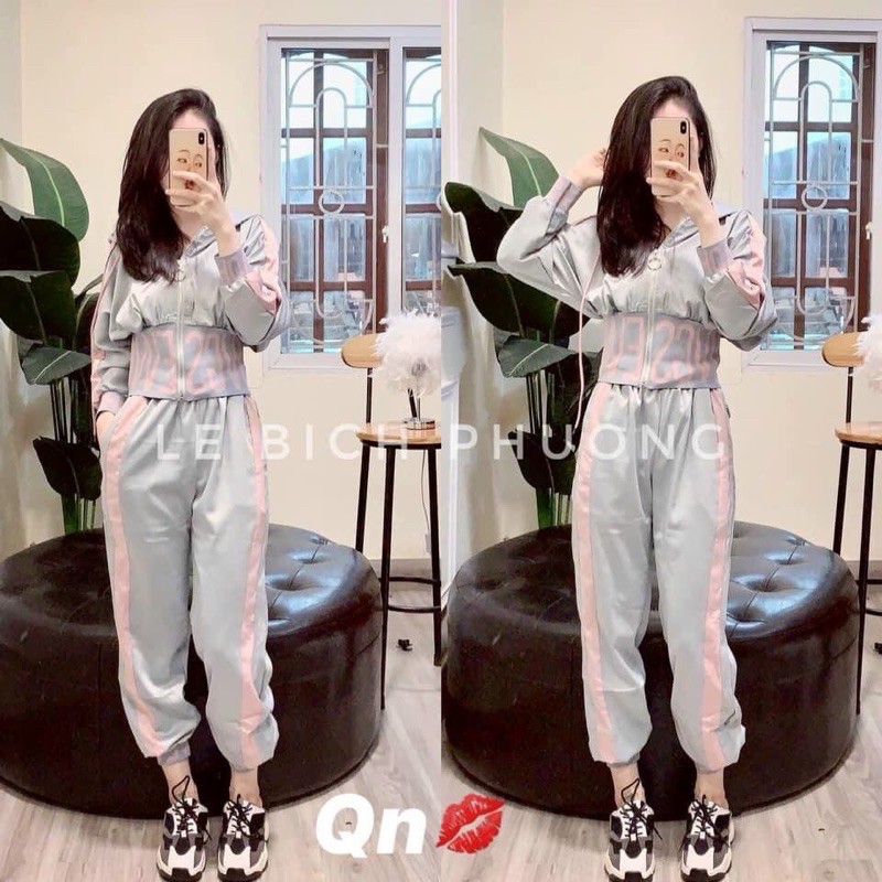 Bộ thể thao lạnh bo chun in chữ