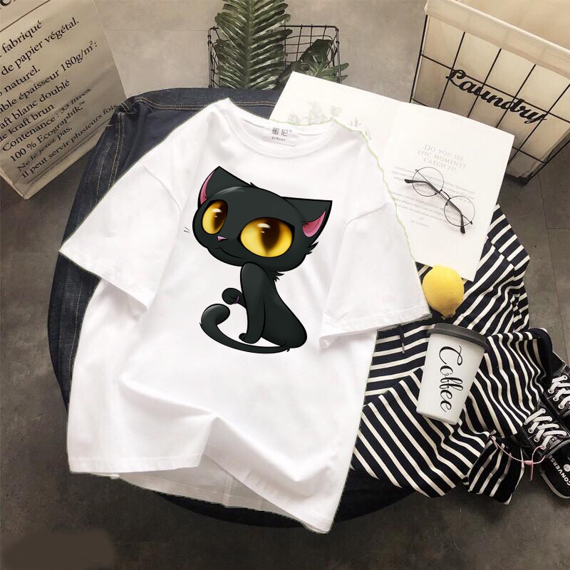 Áo thun Cotton Unisex - 12 Con Giáp - Tuổi Mão - Mèo đen quý tộc