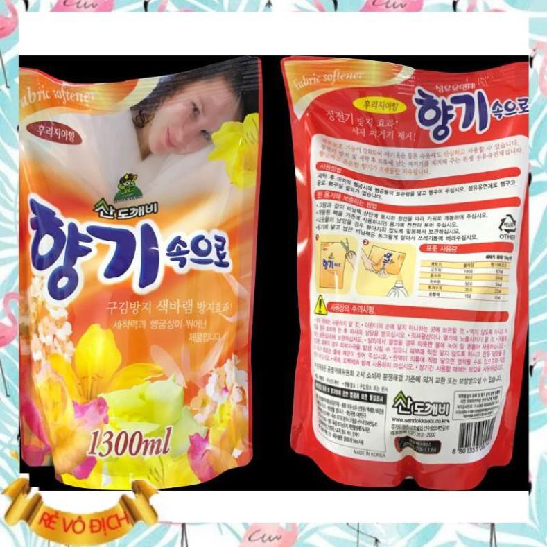 Nước Xả Vải Hàn Quốc ⚡FREESHIP⚡ cho da nhạy cảm dạng túi 1.3L (Hương Gió biển) an toàn cho cả gia đình bạn