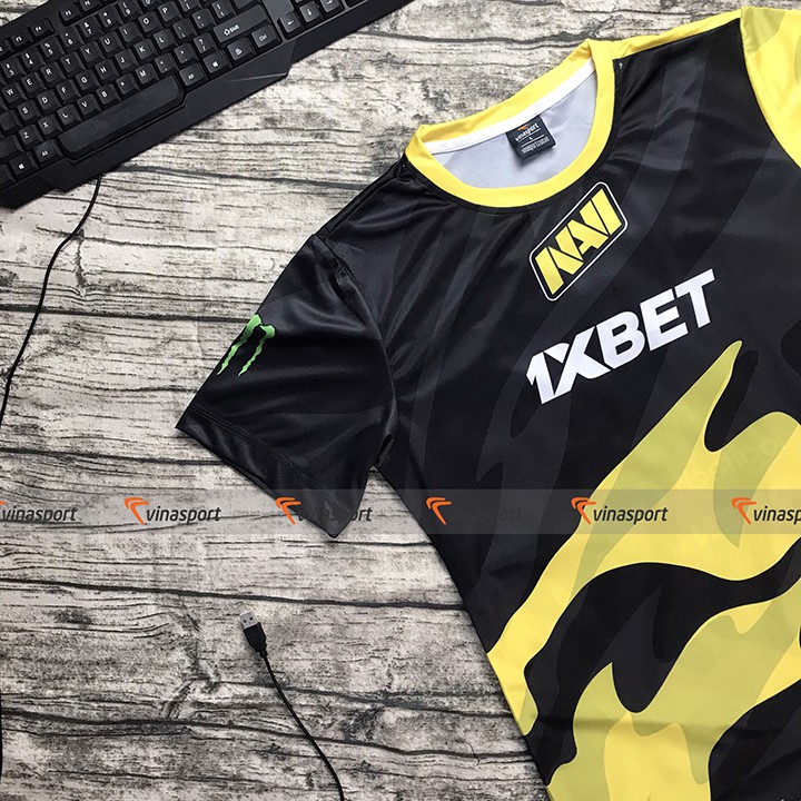 Áo game thi đấu Esports thun ngắn tay nam - Mẫu NAVI 2020 màu vàng, dáng suông, vải thun mè | BigBuy360 - bigbuy360.vn