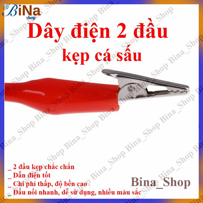 Dây điện kẹp cá sấu 2 đầu dài 45cm nhiều màu