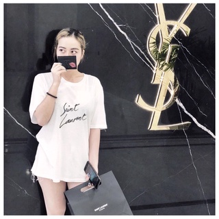 Áo thun Sain lauren chữ ký trắng cao cấp vải thun cotton
