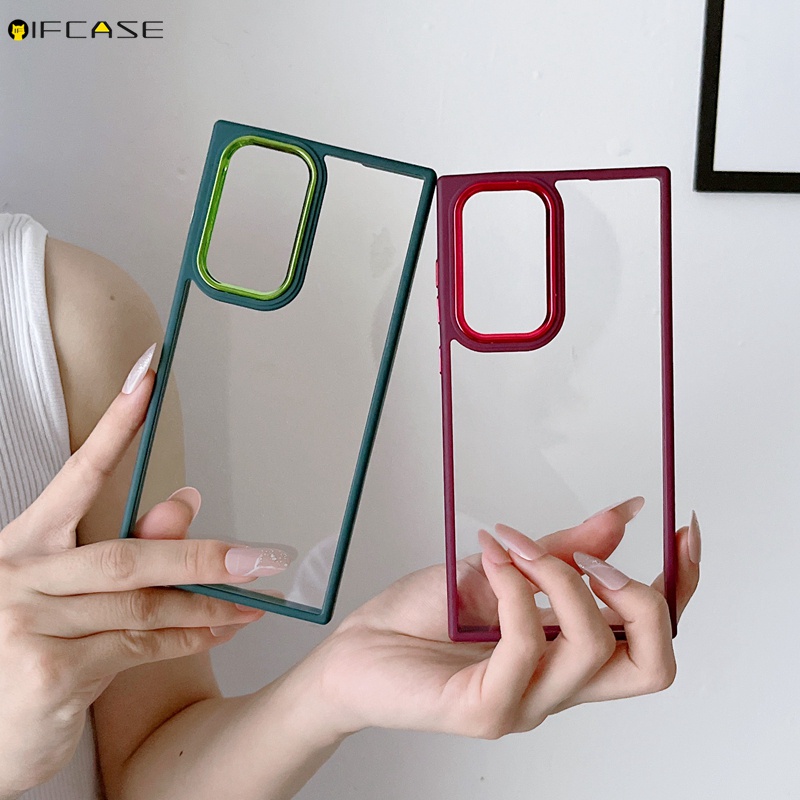 Ốp Điện Thoại Acrylic Trong Suốt Mạ Viền Sang Trọng Cho Samsung Galaxy S22 Plus Ultra S22+ S21 FE A22 4G 5G M12 F12