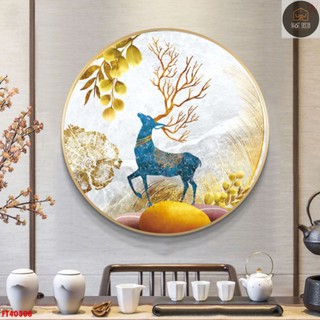 Xả tranh tráng gương tròn tuần lộc may mắn