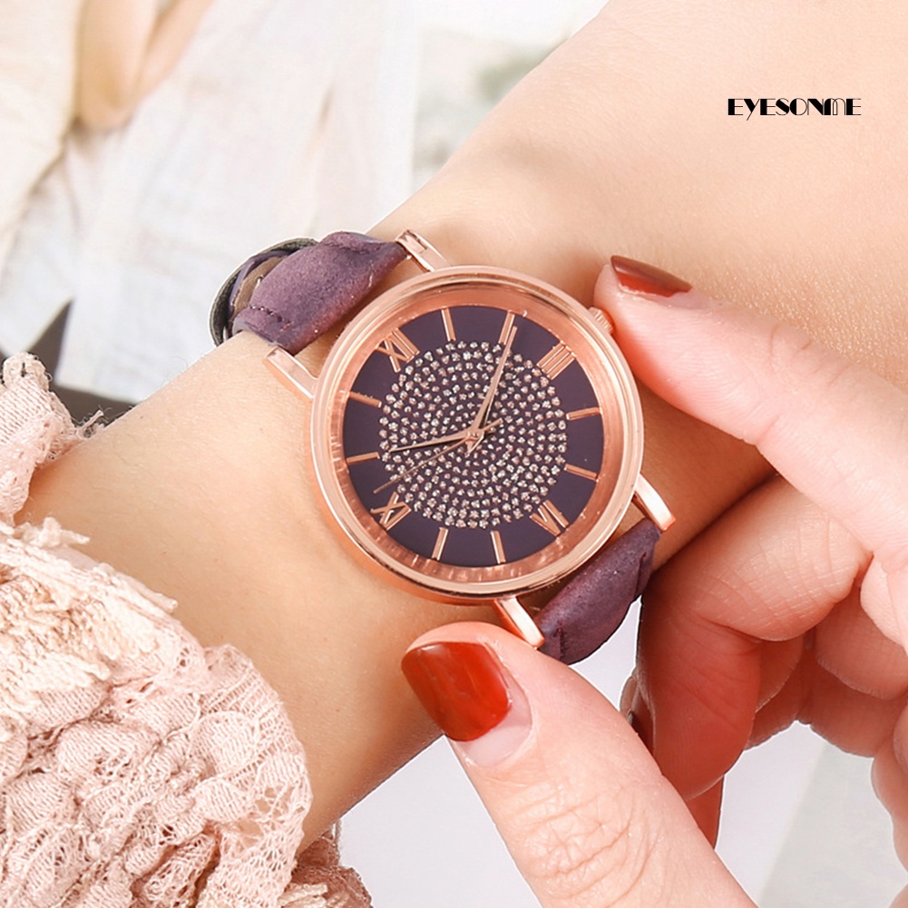 Đồng Hồ Nữ Mặt Tròn Đính Hột Xoàn Thời Trang