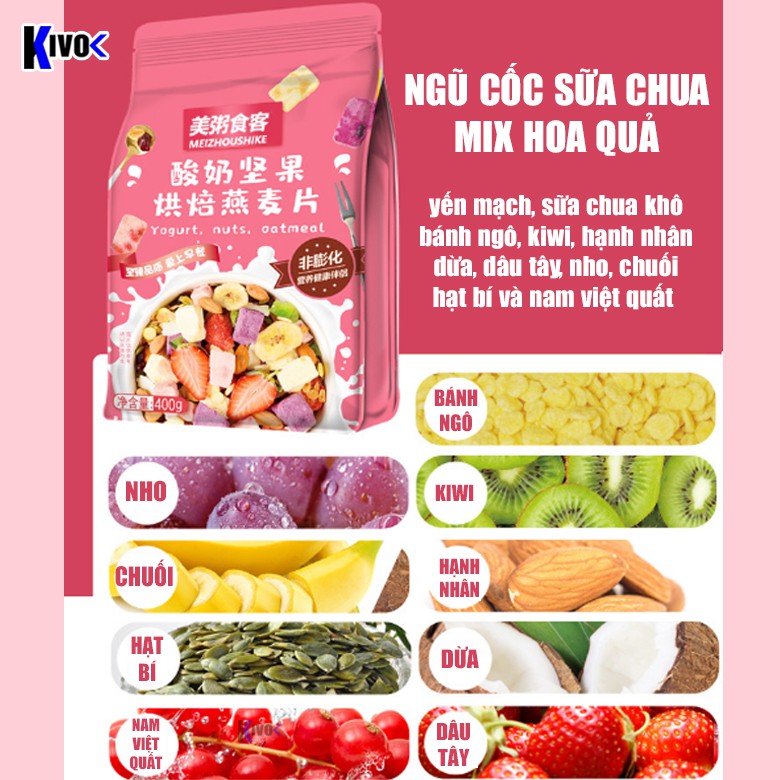 [COMBO 3GÓI] Ngũ Cốc Sữa Chua Hoa Quả Trái Cây Hạt Sấy Khô Oatmeal Yến Mạch Meizhoushike - Ngũ Cốc Ăn Kiêng Giảm Cân