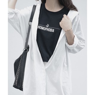 Áo thun in đen cotton 🍄NOMOPHOBIA 🍄