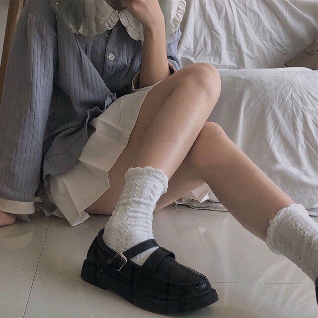 [ SẴN ] Set Tất Trắng Cổ Cao Nữ Vớ Cao Cổ Tiêu Thư LOLITA Tất Vớ Nữ Cổ Bèo Nhún ULZZANG STYLE HÀN QUỐC Maxshopdoc