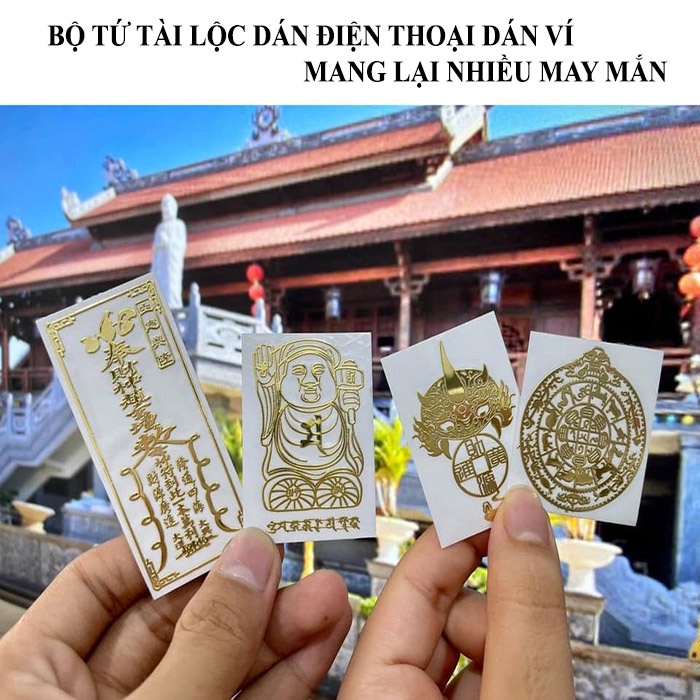 Bộ 4 miếng dán tài lộc đẹp sang lung linh phù hợp với mọi dòng máy