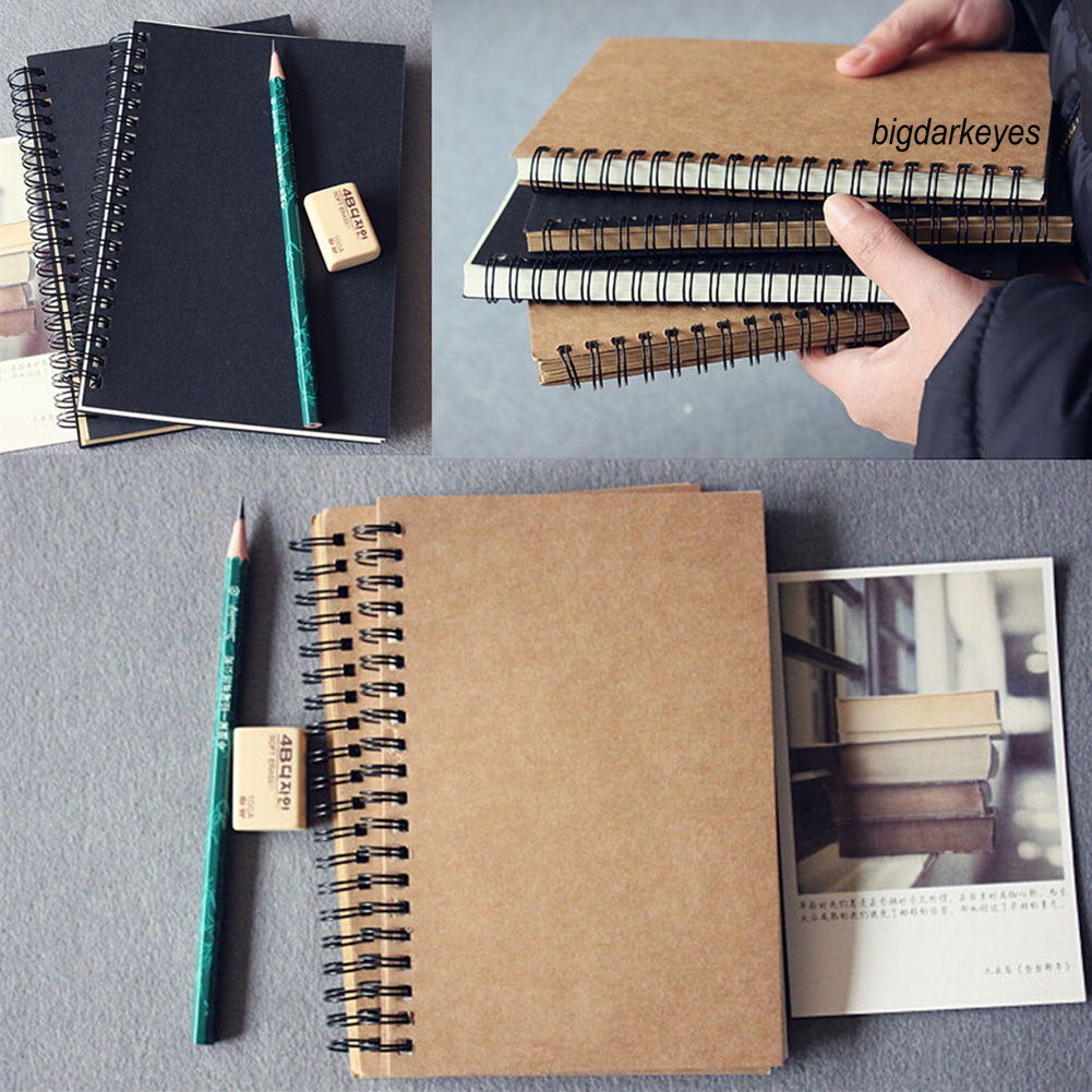 Sổ Tay Giấy Kraft Thiết Kế Dạng Xoắn Ốc Phong Cách Retro