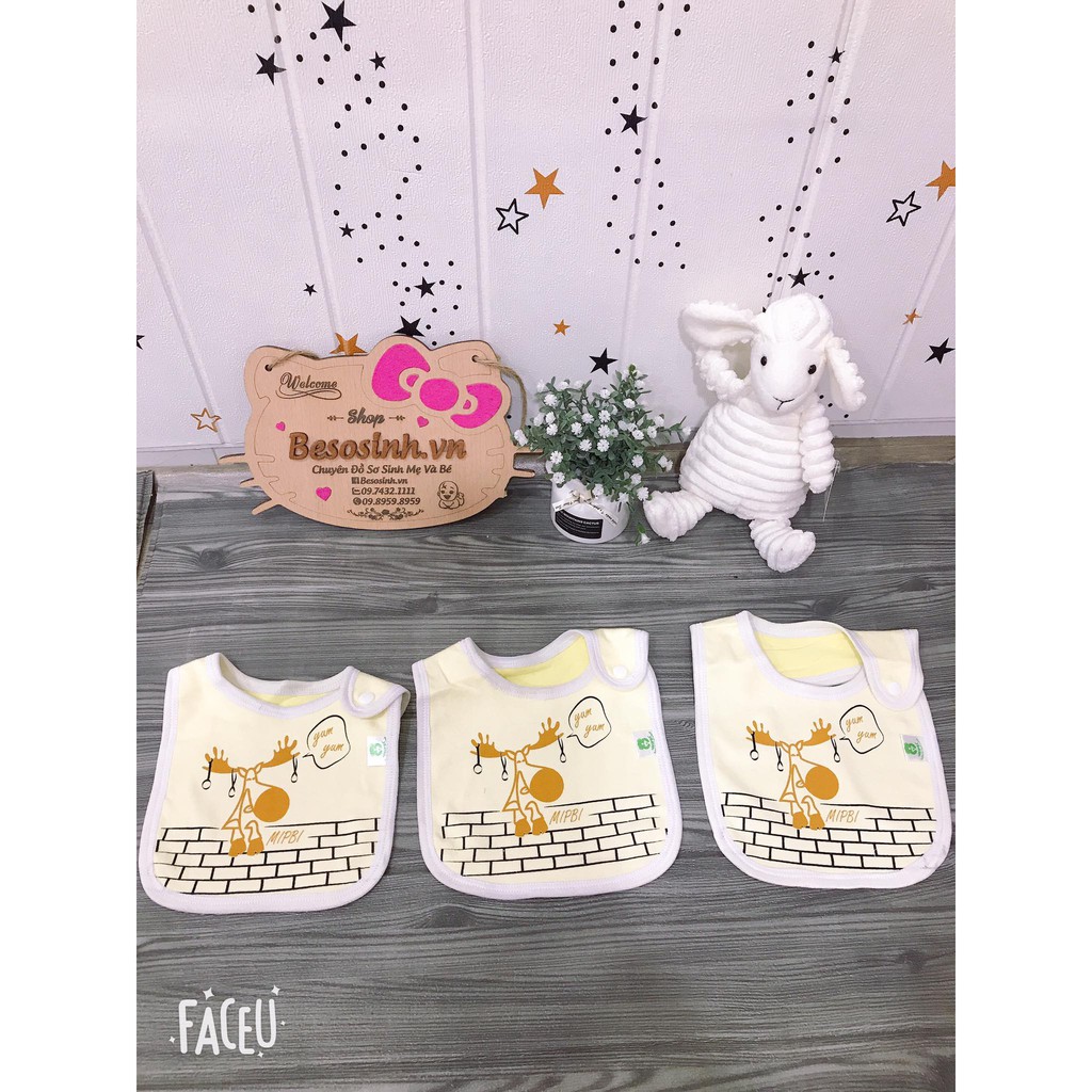 Set 3 Yếm Vuông MIPBI Cotton 100% Cho Bé