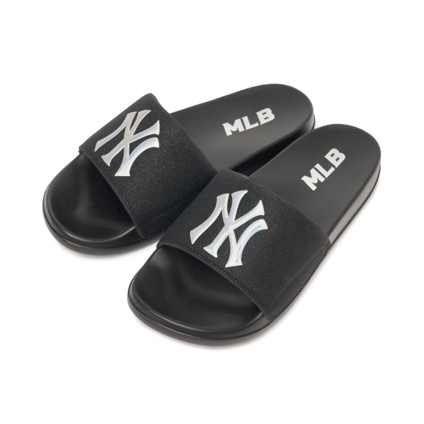 Dép MLB New Mound Black Hologram CHÍNH HÃNG MLB New Mound New York Yankees - Dép Quai Ngang Hàn Quốc - Simple Sneaker