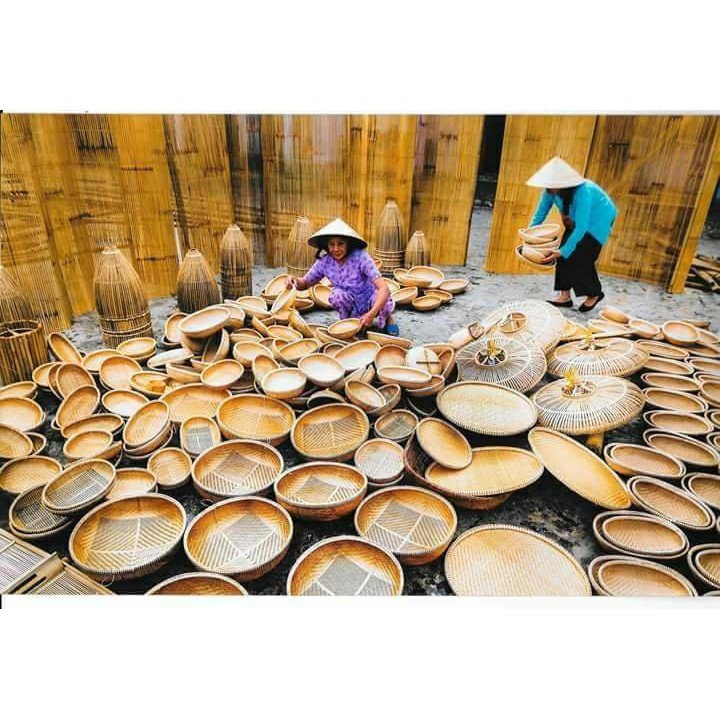 [Mây tre Bao La Huế] Rá đựng rau, trái cây,... Bằng Mây Tre đường kính 23cm cao 7cm