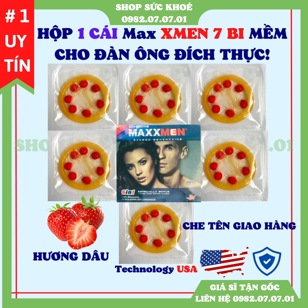 Bao cao su 7 bi nổi lớn Max XMEN Hộp 1 cái, không gây đau, chỉ gây phê, nên dùng kèm gel bôi trơn, bao cao su sỉ