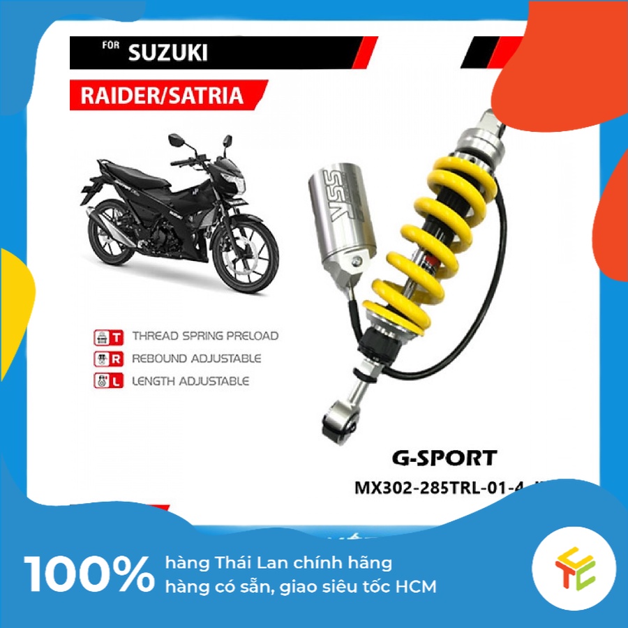 Phuộc YSS RAIDER/SATRIA G-SPORT (Lò Xo Vàng, Bình Dầu Bạc) MX302-285TRL-01-4-JX Hàng thái chính hãng