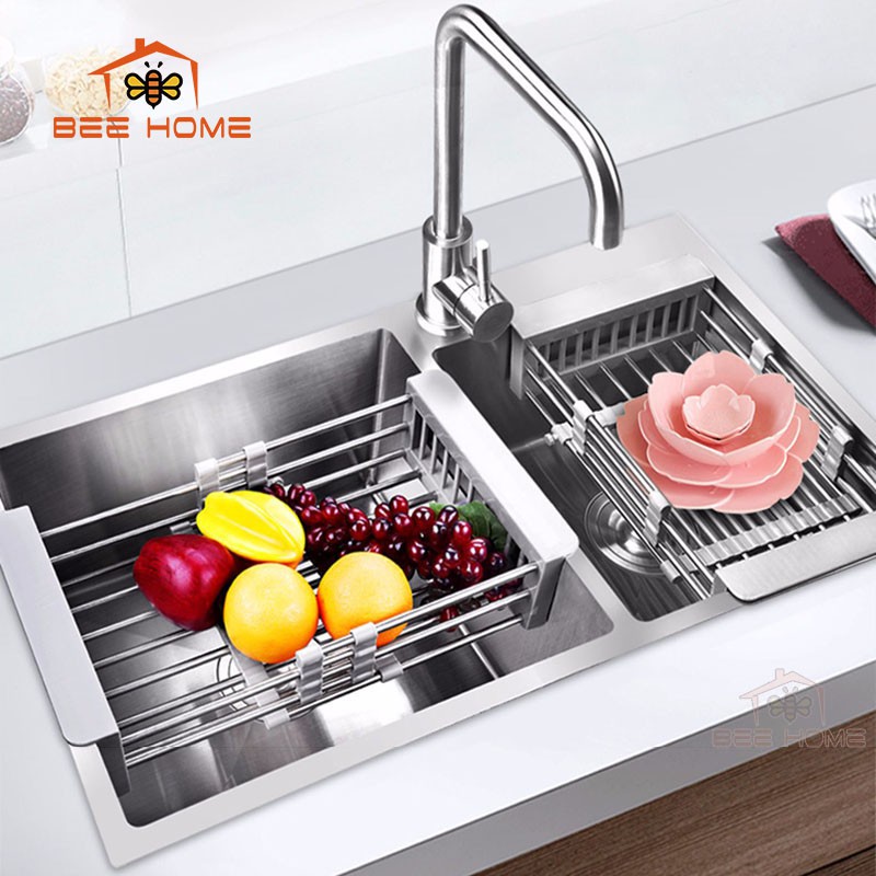 ( MỚI ) Khay Kệ Inox Đựng Chén Bát Kéo Xếp Bồn Rửa Chén - BEEHOME - Khay đựng chén bát, thực phẩm