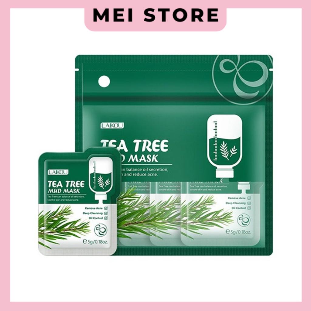 Set 12 Mặt Nạ Bùn Tea Tree Mud Mask Chiết Xuất Từ Cây Tràm Trà LAIKOU Loại Bỏ Mụn Đầu Đen