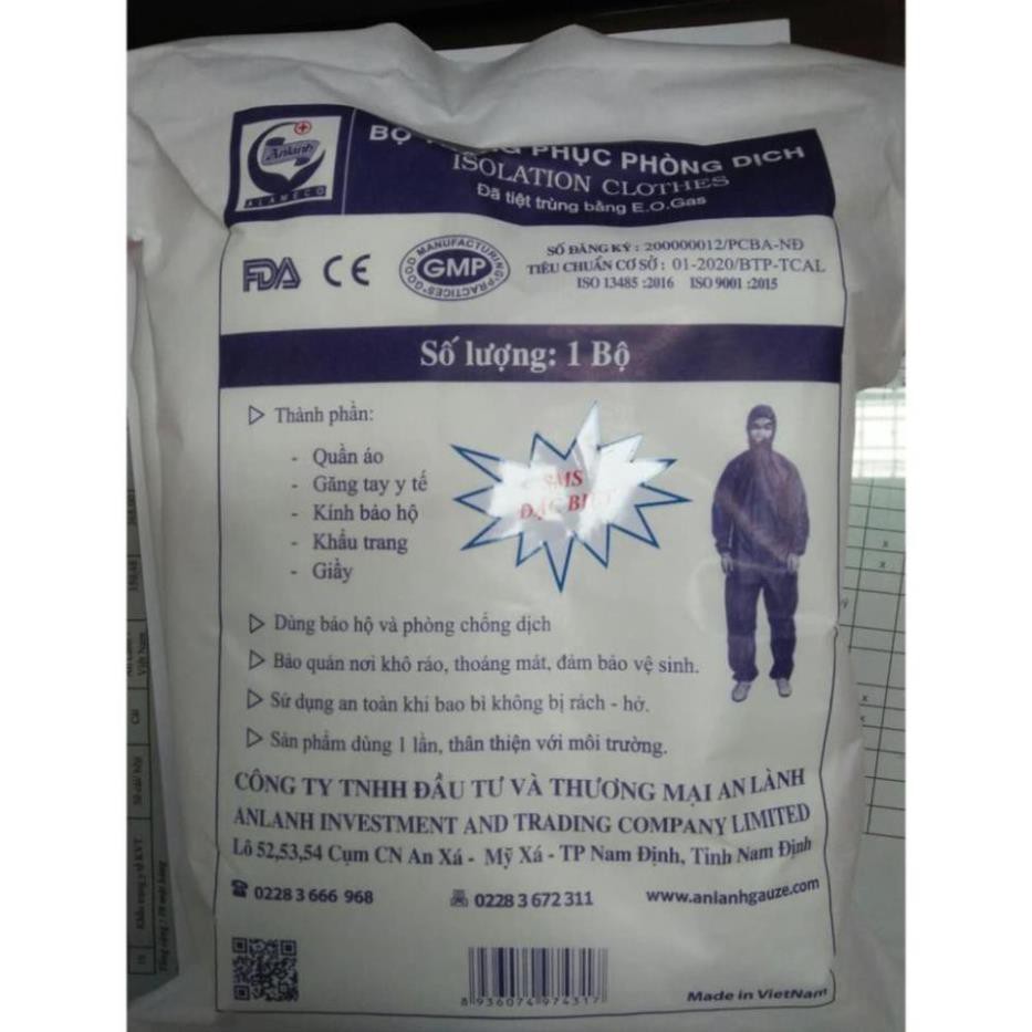 1 thùng 50 bộ đồ bảo hộ phòng chống dịch - AN LÀNH