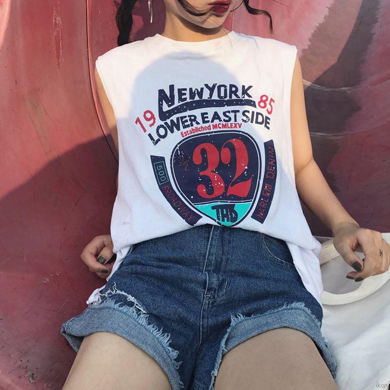 Áo Thun Nữ Sát Nách Dáng Rộng In Hình Hoạt Hình