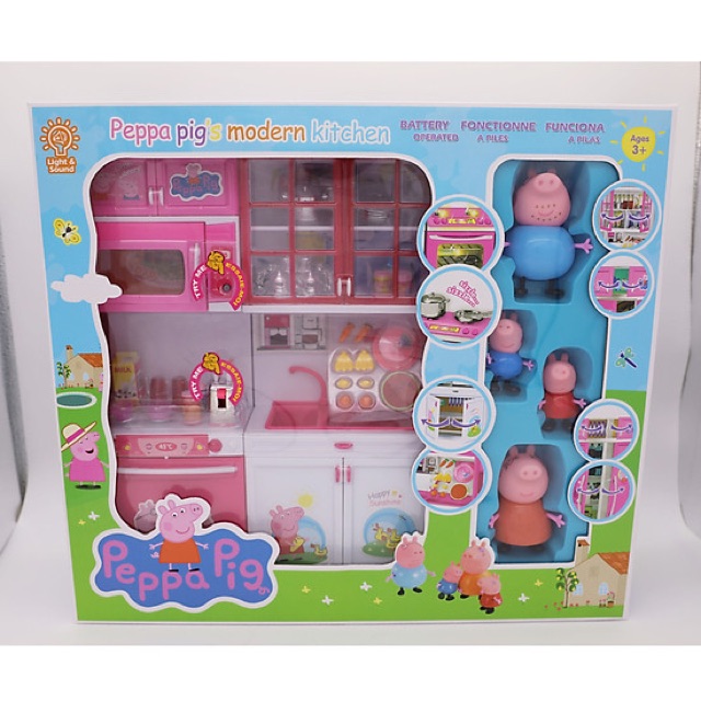 Ảnh thật  Bộ Bếp Mini Tủ &amp; Lò Nướng Kèm Gia Đình Heo Peppa