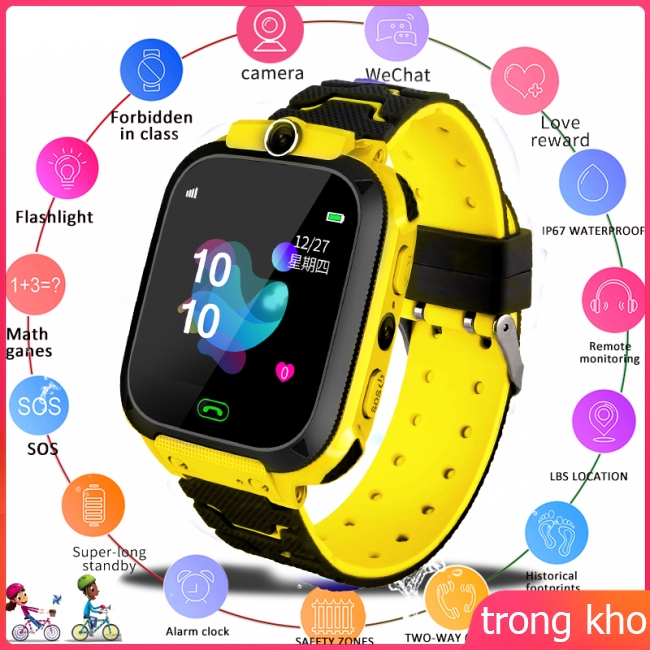 Đồng hồ thông minh Q12B chống thấm nước LBS định vị 2G tương thích Android IOS cho bé