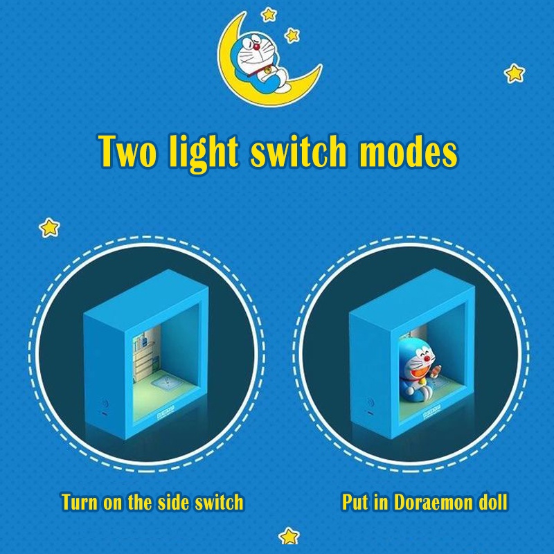 Đèn ngủ cảm biến thông minh sạc cổng USB hình doraemon dùng cho phòng ngủ