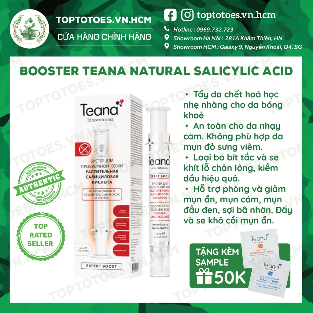 Booster Teana Natural Salicylic Acid làm sạch sâu lỗ chân lông, se cồi, ngừa và giảm mụn, cải thiện tone da